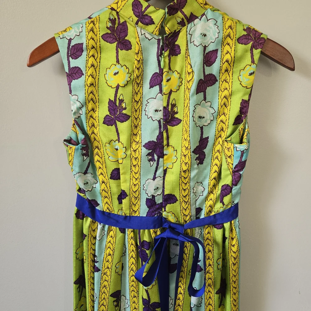 Vintage 70's Vibrant Sleeveless Maxi Dress VTG - Picture 3 of 16